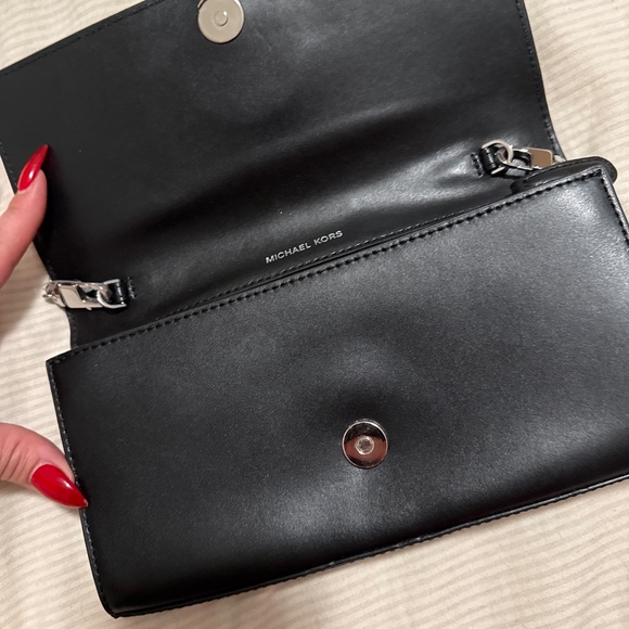 MICHAEL Michael Kors Jana XS Rhinestone Suede Crossbody Bag  Black Michael Kors rhinestone chain clutch